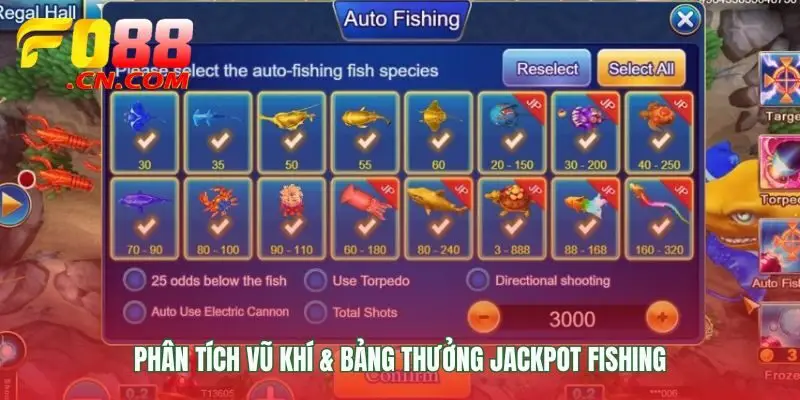Vũ khí trong jackpot fishing quyết định giá trị cuộc săn